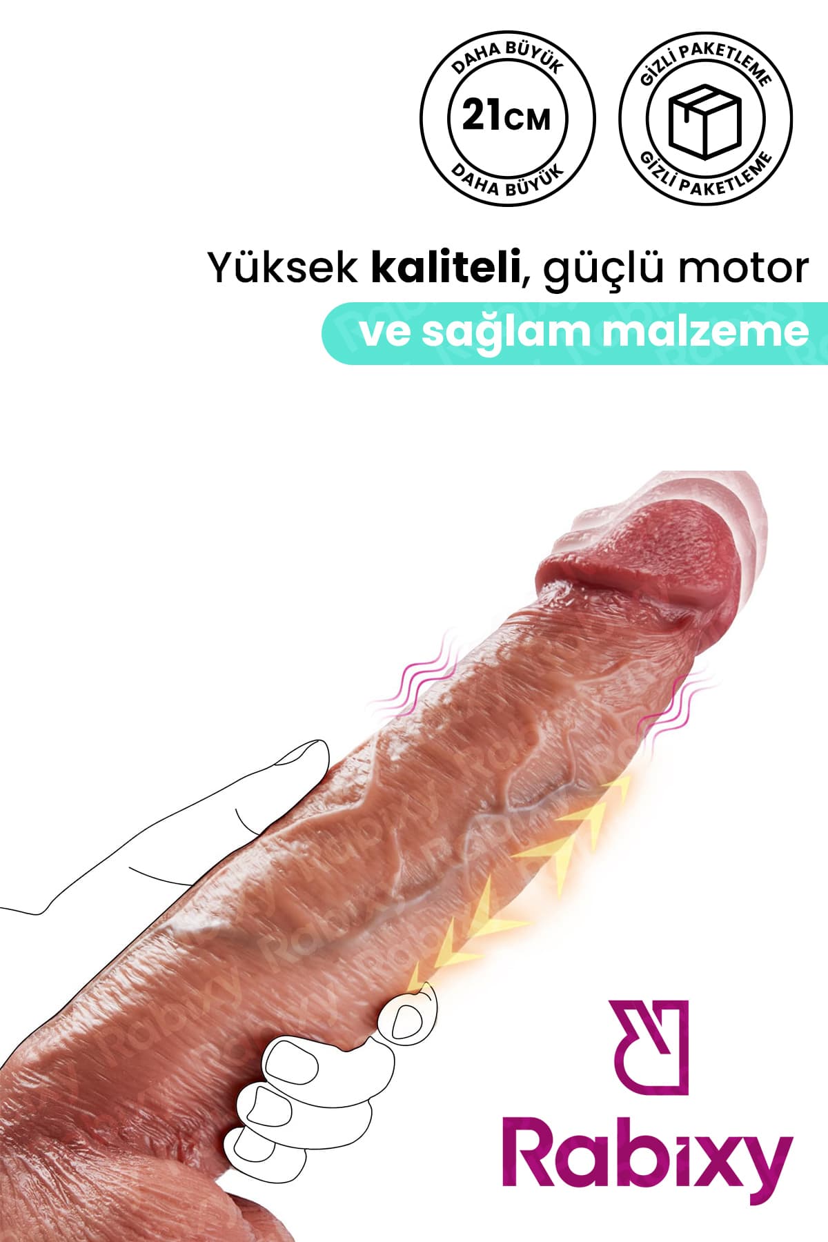 Rabixy İleri Geri Hareketli Titreşimli Uzaktan Kumandalı Isıtmalı Dildo