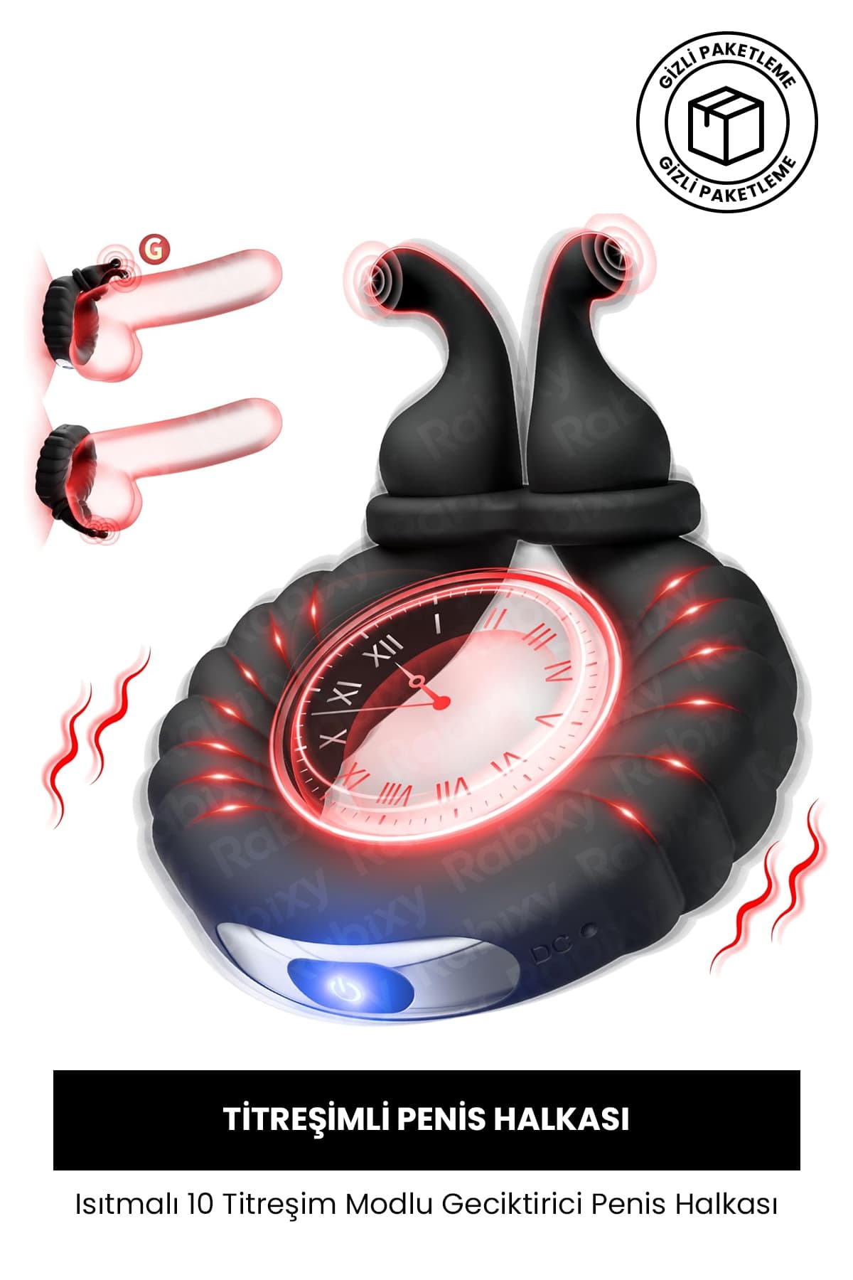 Isıtmalı 10 Titreşim Modlu Penis Halkası RBXY-TR018, one size 6