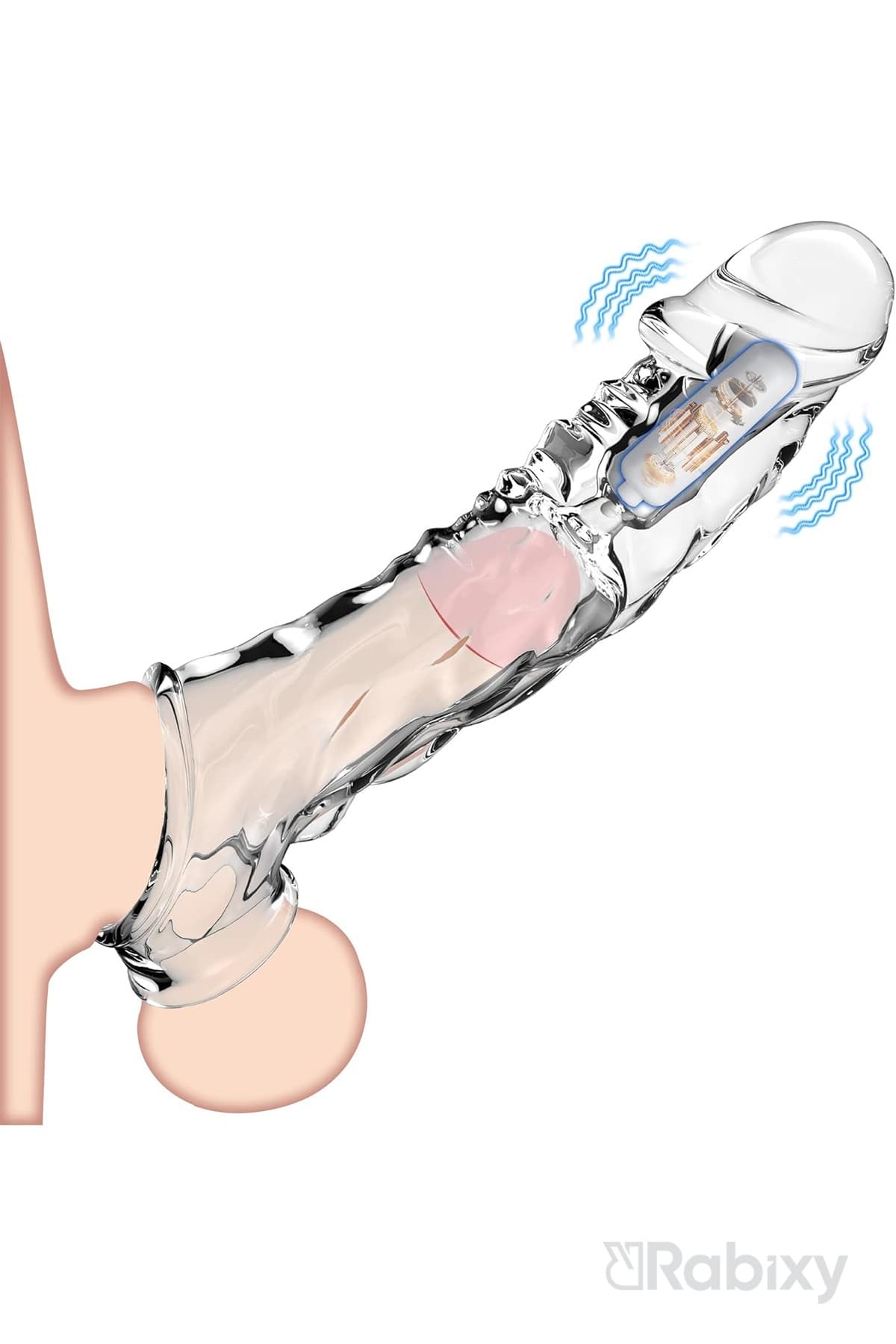 Rabixy 9 cm Uzatmalı Titreşimli Geciktirici Etkili Penis Kılıfı