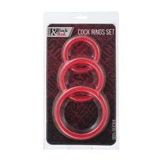 Black&Red Penis Halka Seti - Cock Rings Set