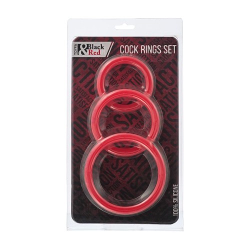 Black&Red Penis Halka Seti - Cock Rings Set