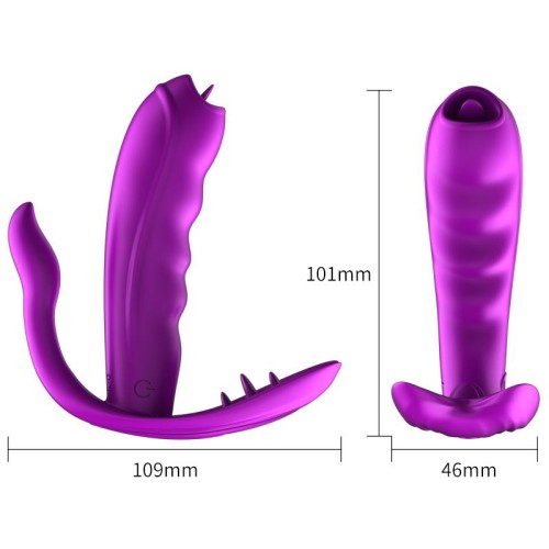 Cute M5 - Şarjlı Kumandalı Akıllı Isıtmalı G-Spot ve Klitoris Uyarıcı Dil Hareketli Giyilebilir 3 in 1 Anal Vibratör