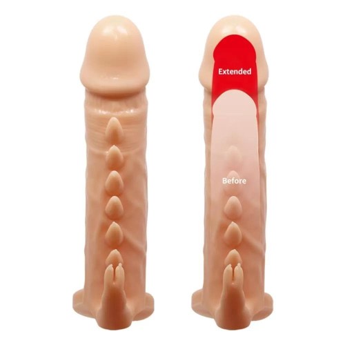 EMMITT 4 CM Uzatmalı Klitoris Uyarıcı Testis Halkalı Silikon Penis Kılıfı