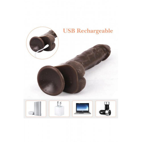 İleri Geri Hareketli Titreşimli Salınımlı Gerçekçi Dildo Siyahi Vibratör 21+3 cm