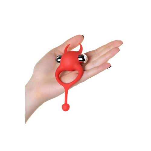 JOS NİCK Kuyruklu Penis Halkası, silikon, kırmızı, 13,5 cm