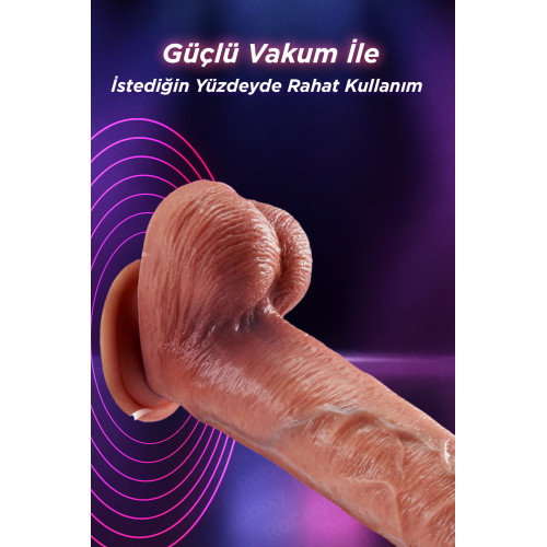Rabixy 26,5 cm Büyük İleri Geri Hareketli Titreşimli Uzaktan Kumandalı Isıtmalı Dildo
