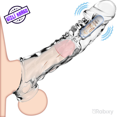 Rabixy 9 cm Uzatmalı Titreşimli Geciktirici Etkili Penis Kılıfı
