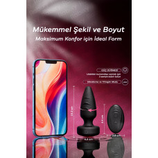 Rabixy Döner Işıklı Anal Plug 360 Derece Dönen Başlık Işıklı Uzaktan Kumandalı