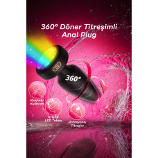 Rabixy Döner Işıklı Anal Plug 360 Derece Dönen Başlık Işıklı Uzaktan Kumandalı