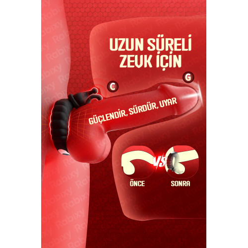 Rabixy Isıtmalı 10 Titreşim Modlu Geciktirici Penis Halkası