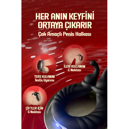 Rabixy Isıtmalı 10 Titreşim Modlu Geciktirici Penis Halkası