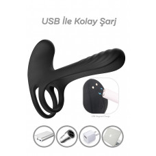 Rabixy Klitoris ve G Noktası Uyarıcı Siyah Penis Halkası