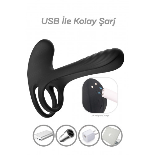 Rabixy Klitoris ve G Noktası Uyarıcı Siyah Penis Halkası