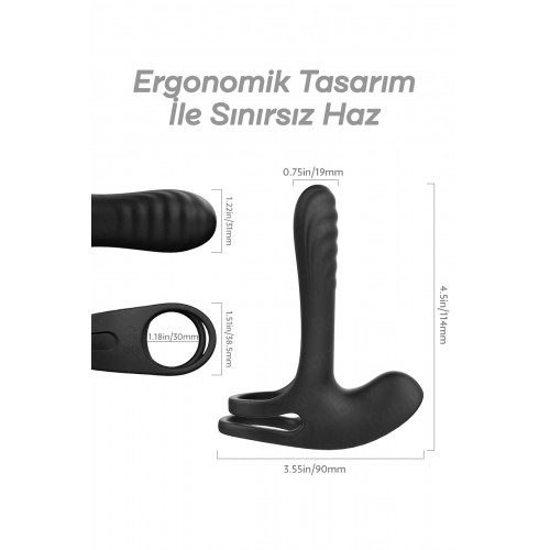 Rabixy Klitoris ve G Noktası Uyarıcı Siyah Penis Halkası