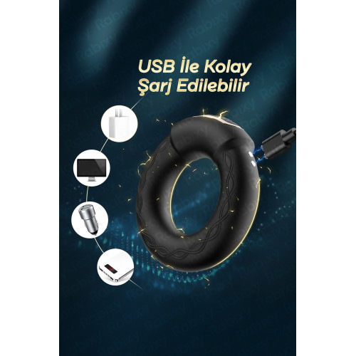 Rabixy Mobil Uygulamalı Titreşimli Isıtmalı Penis Halkası