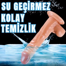 UNIQUE Realistik Dokuda Damarlı Dildo Vantuzlu Gerçekçi Yapay Penis 22 CM